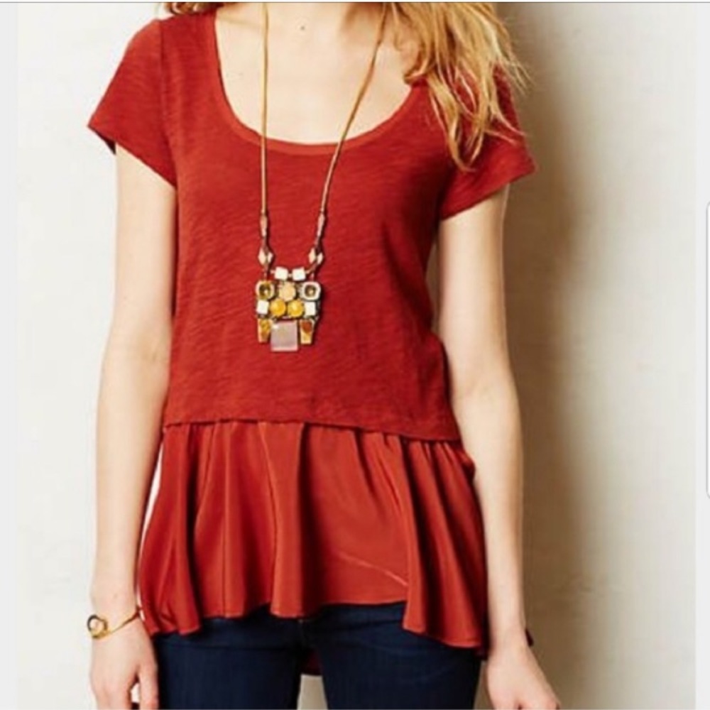POSTMARK Burnt Orange Peplum Top Size M